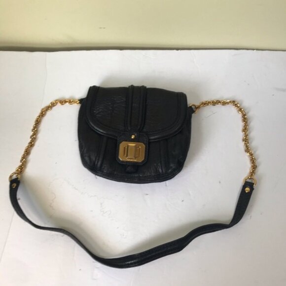 Juicy Couture Y2K Mini Chain Strap Leather Bag WOC Gold Tone hardware Turn Lock - Picture 1 of 16